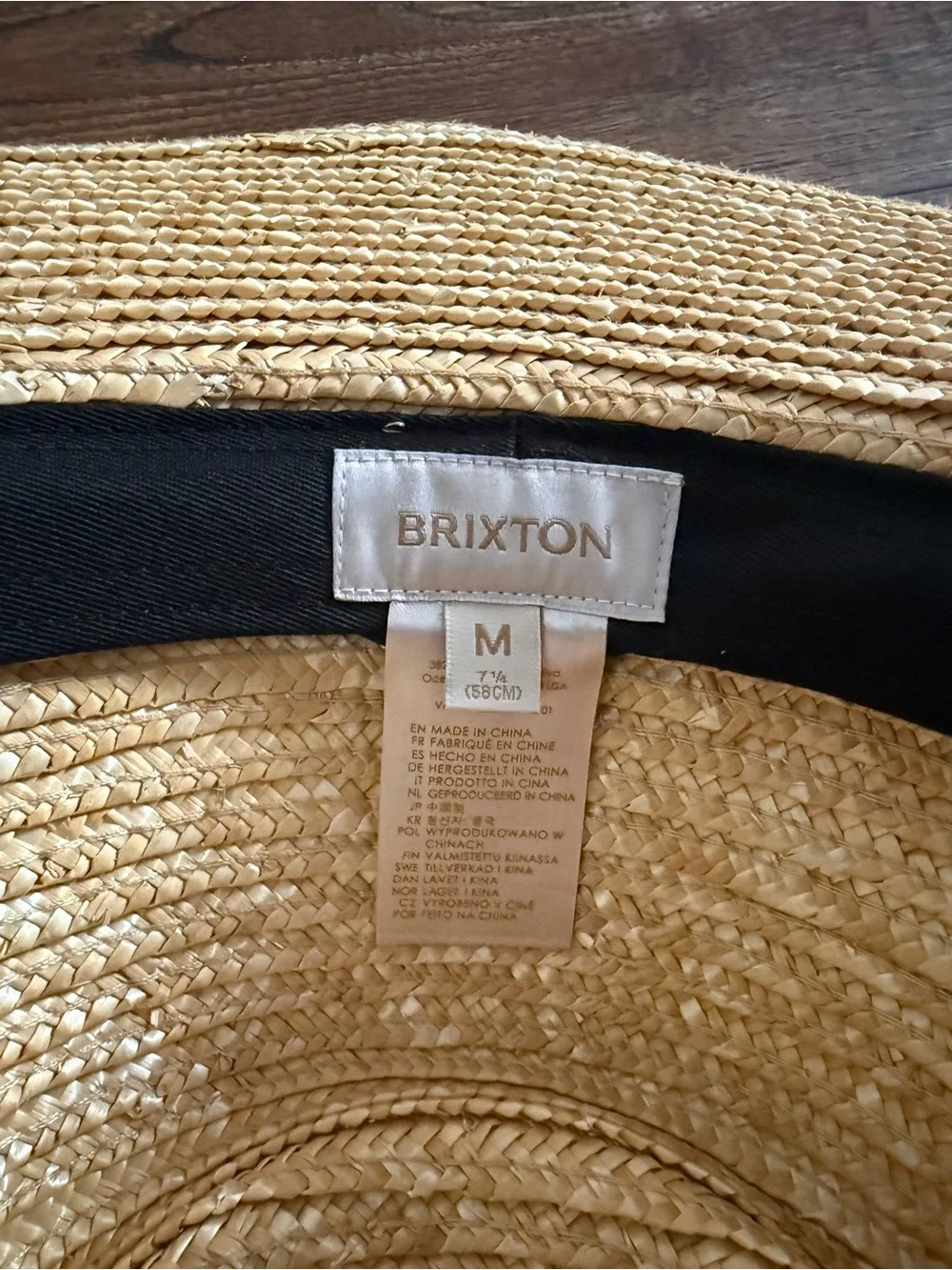 Brixton Natural Straw Wide-Brim Hat with Black Band - Medium